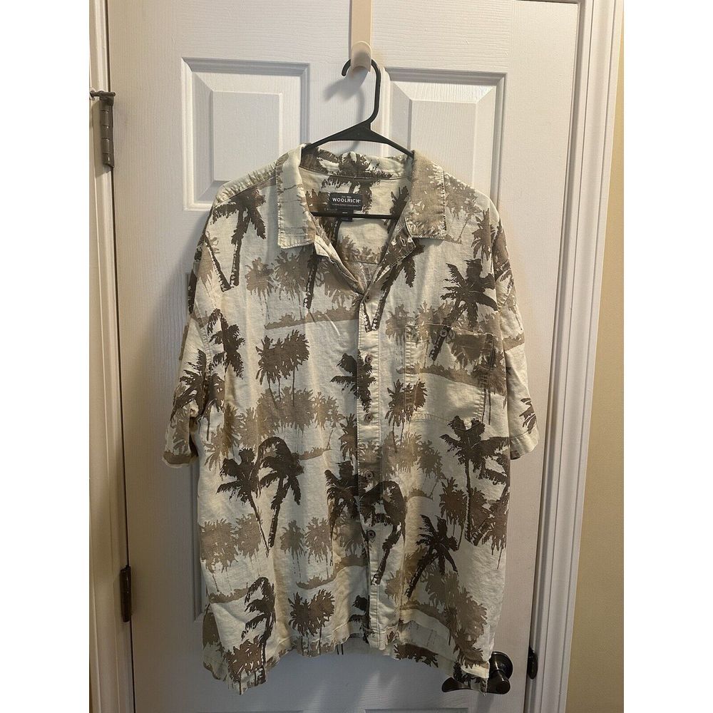 Woolrich Hawaiian Shirt Mens 2XL  Multicolor‎ Button Up Short Sleeve Palm Trees